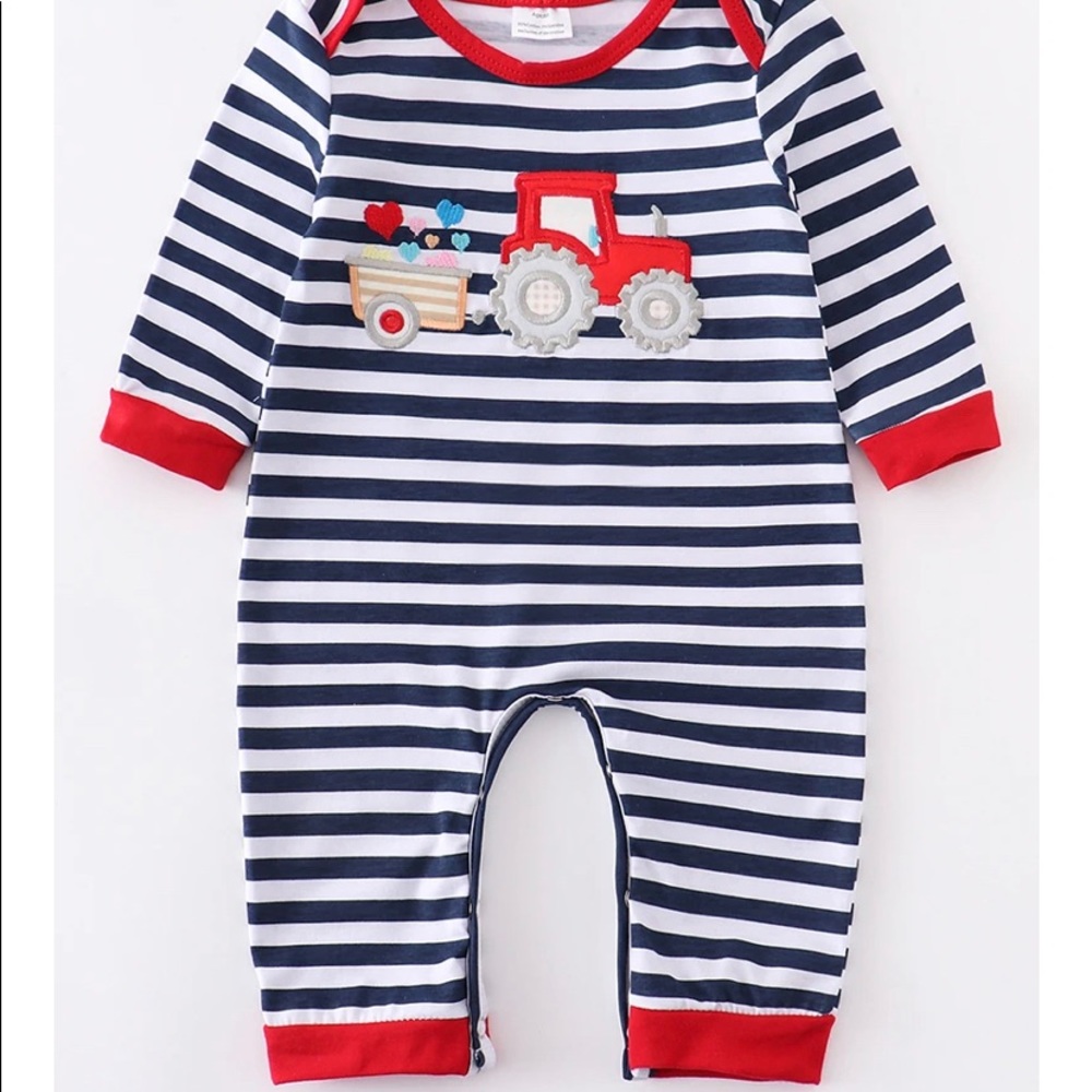 Boys Valentine Tractor Romper